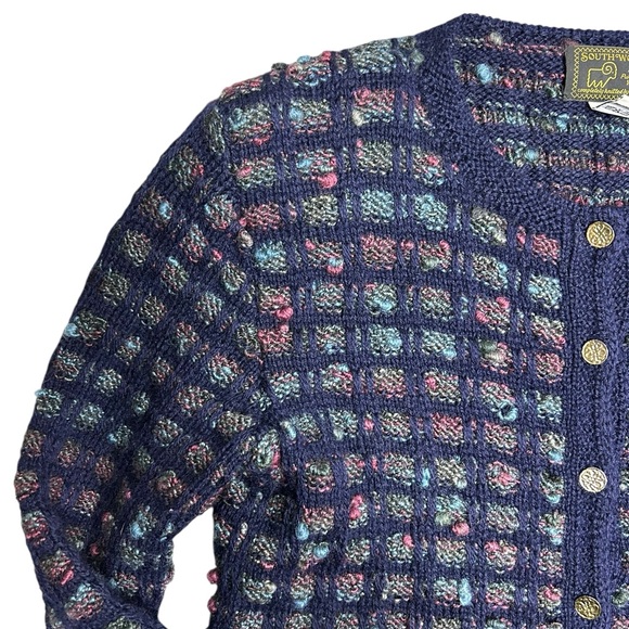 Southwool Hand Knit Wool Cardigan Sweater Women Small MultiColor Made in Uruguay - Picture 3 of 7